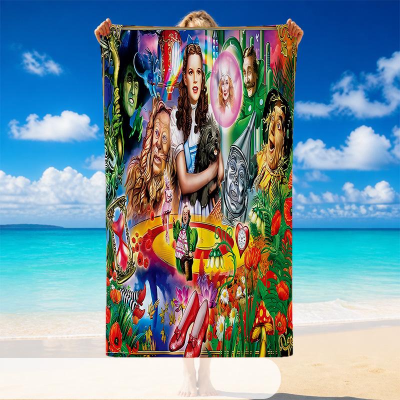 Quick Dry Beach Towel The Wizard Of Oz Pattern, Lightweight Absorbent Towel for Pool Beach Vacation Use