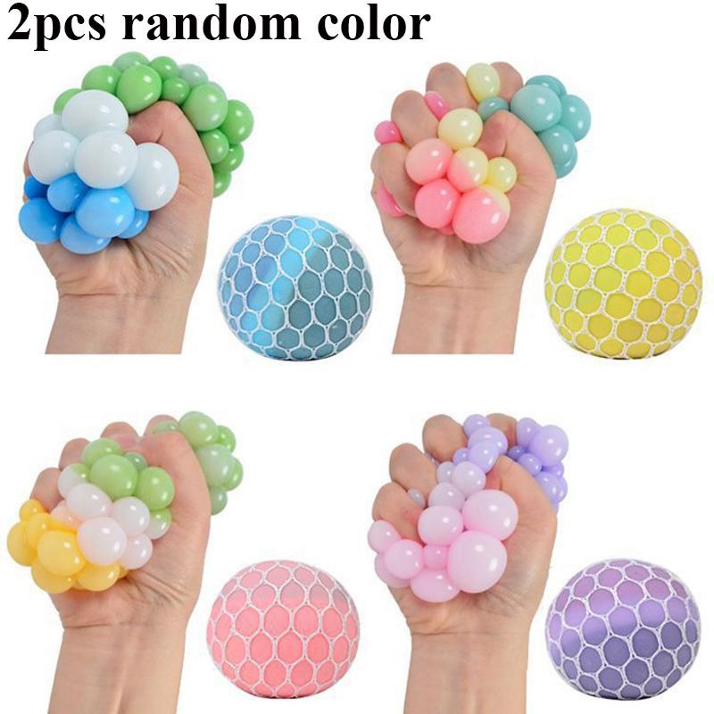 Creative Vivid Mesh Grape Stress Balls Squishy Toys Stress Relief Tactile Squeeze Fidget Toy For Office Classroom Prizes