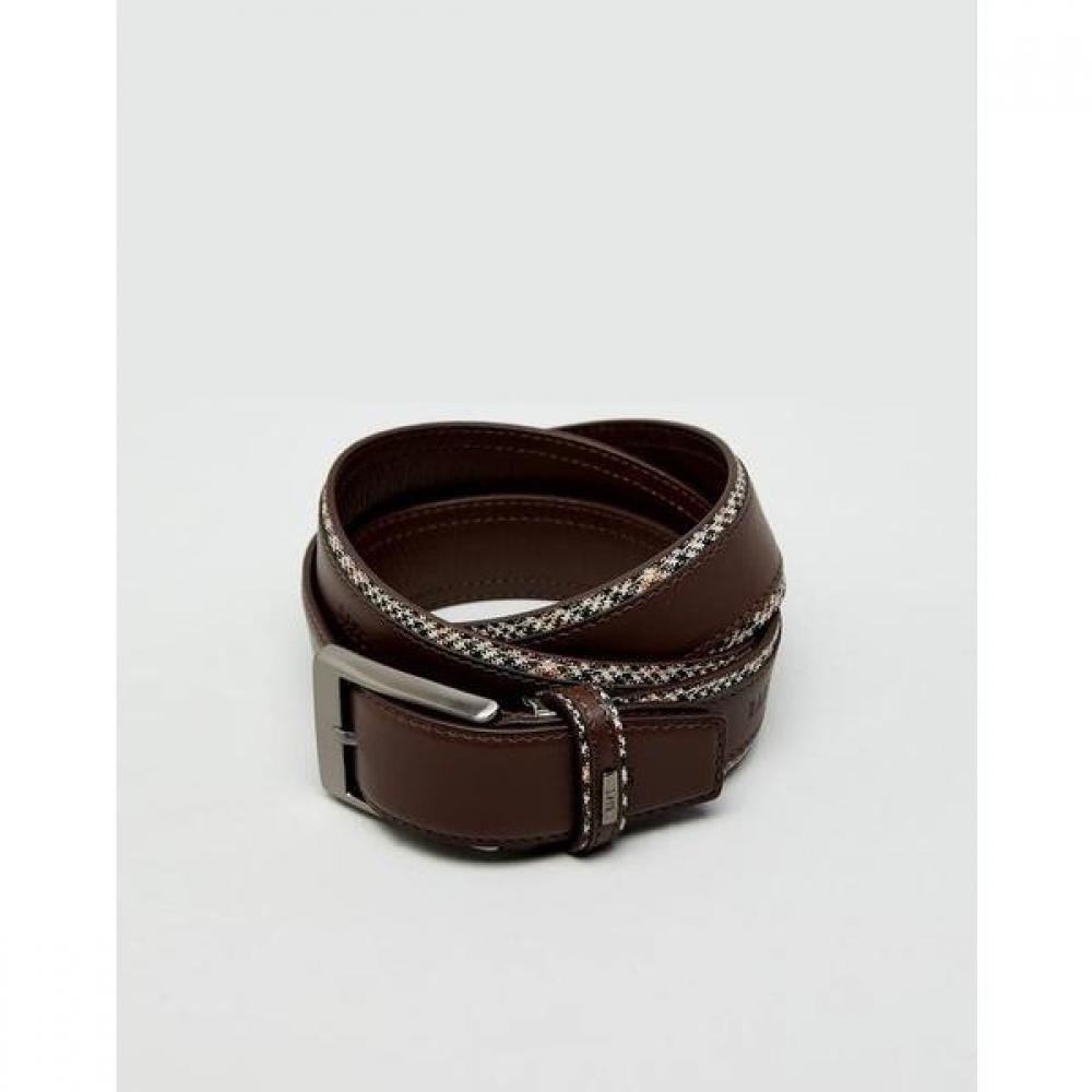 Daks Кожаный ремень в клетку темно-коричневый Dbbe2f722 Single option