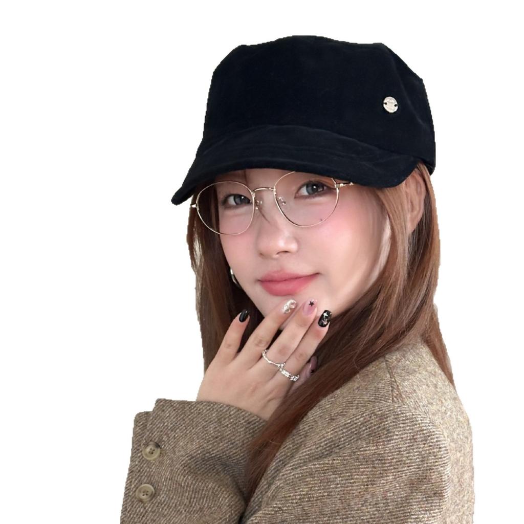 Retro old suede flat top equestrian hat women's autumn and winter British beret fashion casual face peaked cap