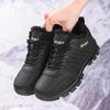 TUINANLE Couple Outdoor Hiking Shoes Warm Plush Flat Lace Breathable Soft Sole Low-top Boots Unisex Camping