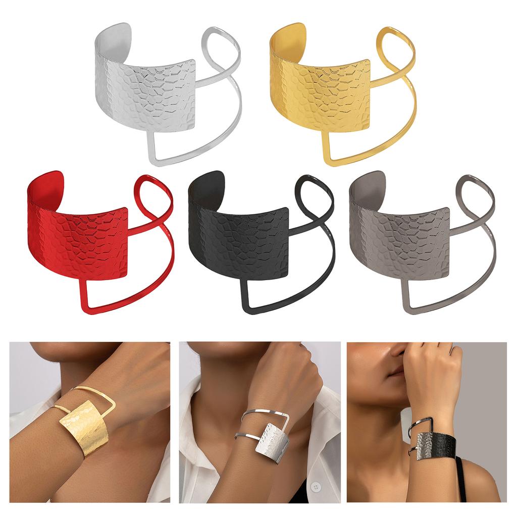 Unique Open Cuff Bracelet for Women Girls Adjustable Size Wristband Hiphop Exaggerated Jewelry Fashionable Wristwear