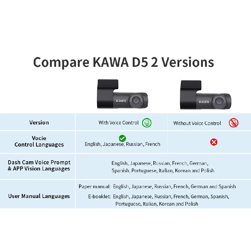 2K Dash Camera For Car DVR Dash Cam KAWA D5 Video Recorder Emergency Voice Control Night Vision WiFi APP Monitor WDR Dashcam