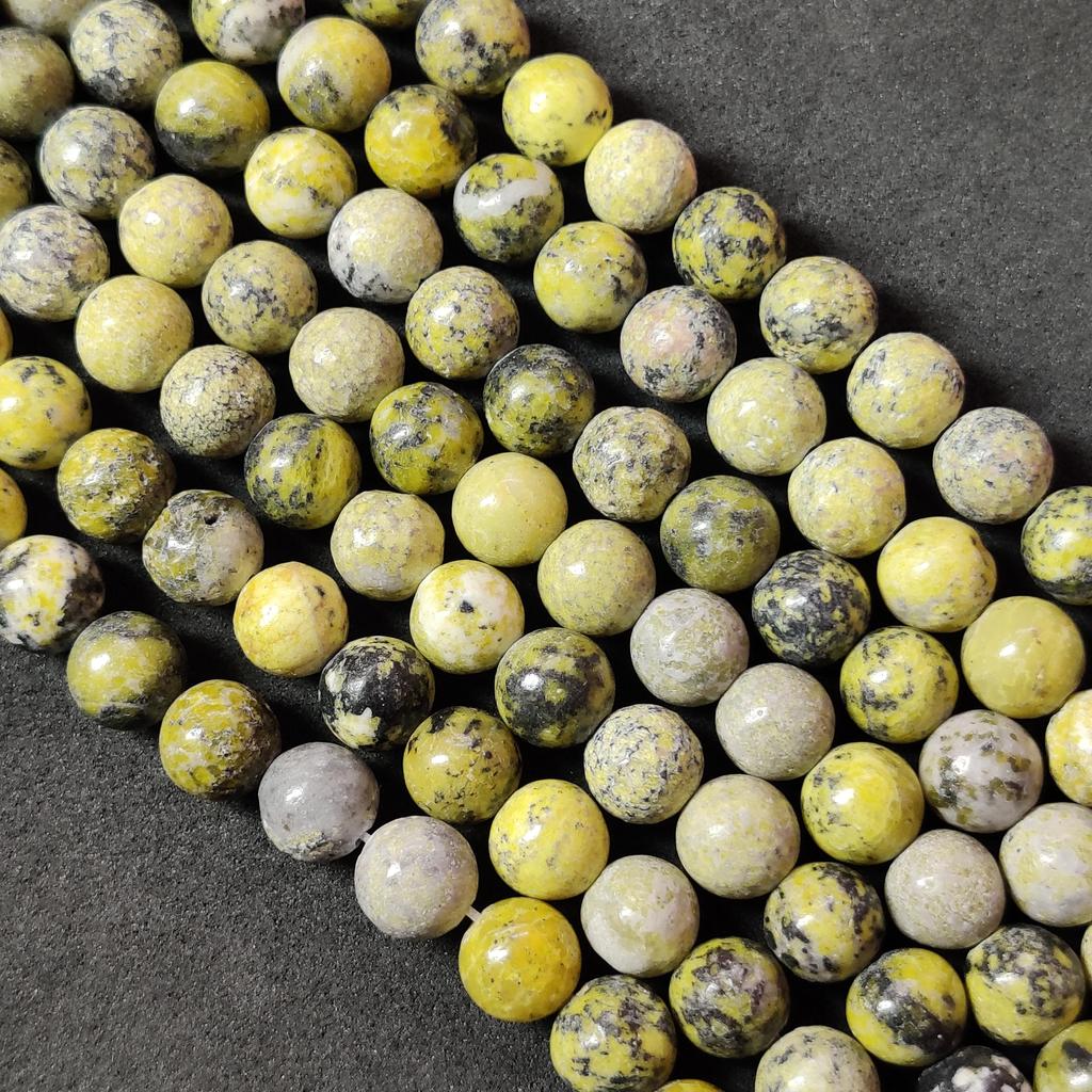 Smooth Round Yellow Serpentine Beads, Loose Beads, Full Strand 14-15 Inch Beads, Gemstone Beads for Jewelry Making, 6mm 8mm 10mm Size Beads.