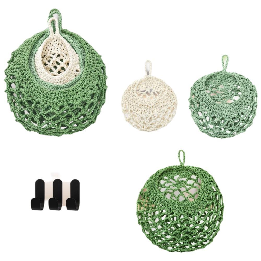 3Pcs/Set Teardrop Shape Wall Hanging Basket Breathable Lattice Vegetable Woven Basket Living Room