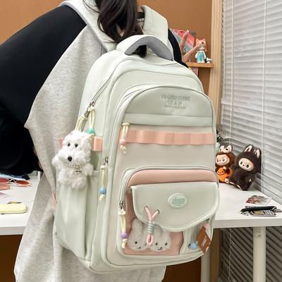 Neuer hochwertiger College-Stil frischer und süßer kontrastfarbiger Patchwork-Rucksack Rucksack für Mittelschüler