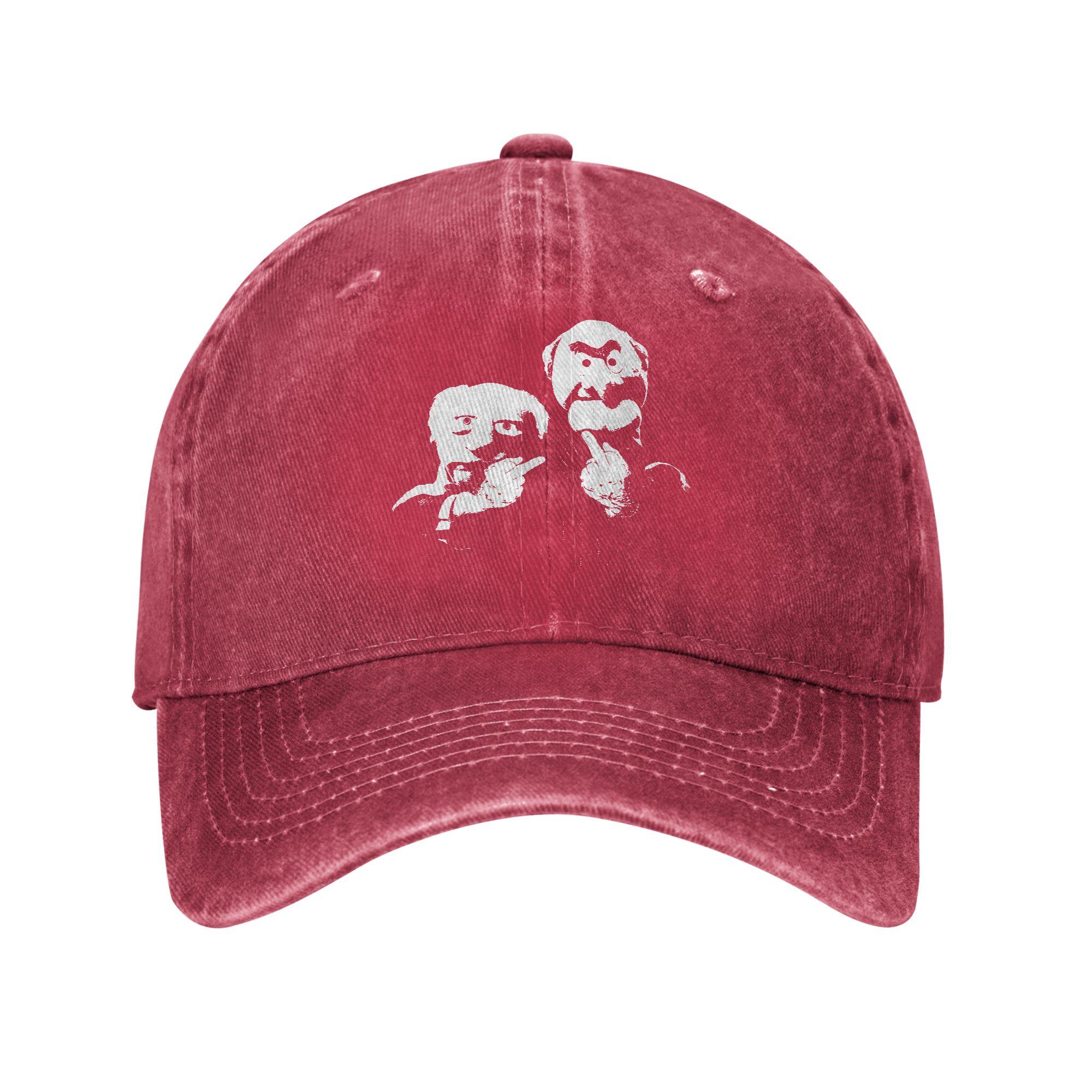 Vintage Statler and Waldorf Middle Finger Baseball Cap Unisex Style Distressed Washed Sun Cap  Outdoor Activities Hats Cap One Size