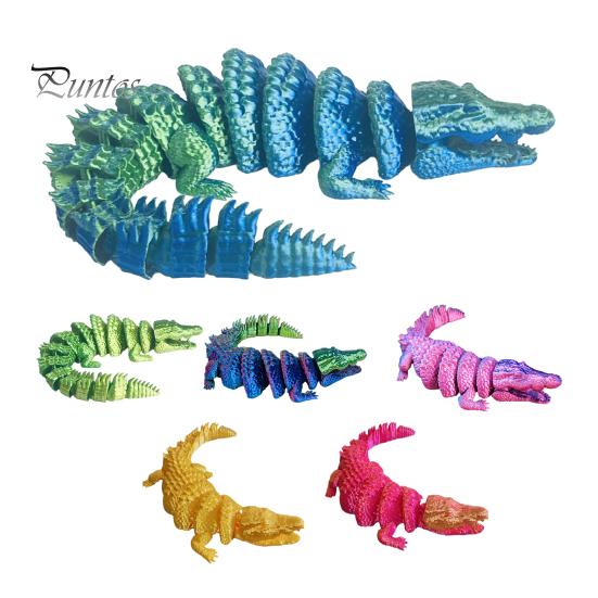 Kreative Geschenke für Freunde 3D-gedrucktes Krokodil Fidget Toy, Gelenkige Figur, Realistisches Flexibles Langlebiges Plastik-Reptil Sensorisches Schreibtischornament