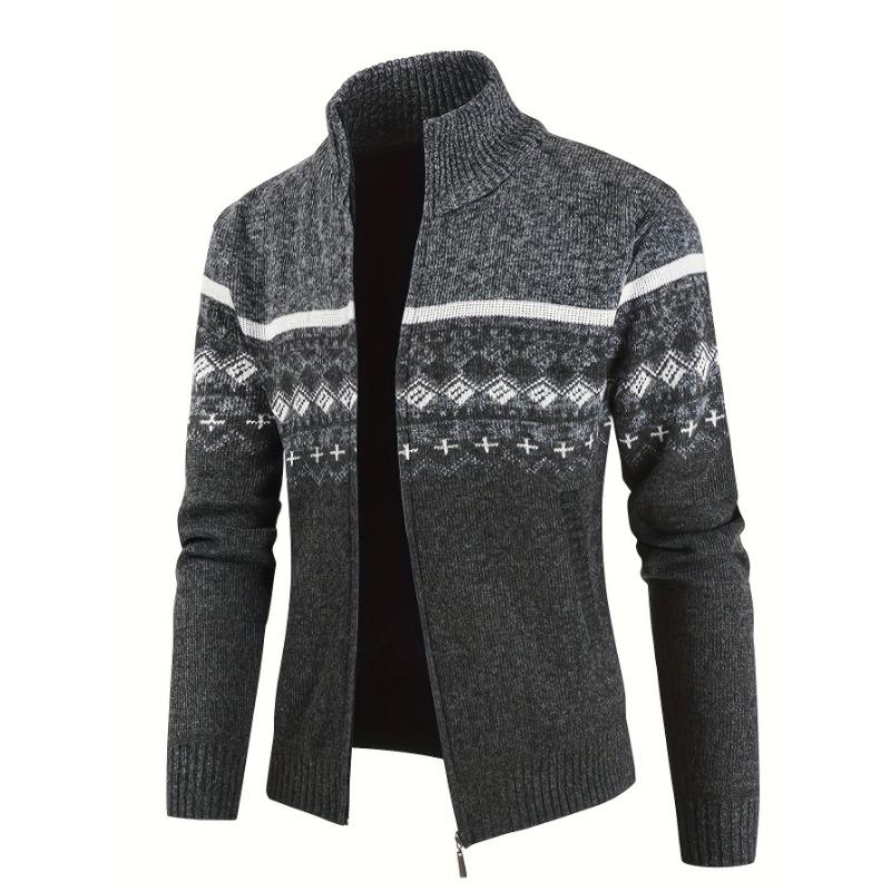 Herrenmode Rollkragen Dickes Samt Business Casual Outfit Hombre Elegante Slim Jacke Strickjacke Pullover