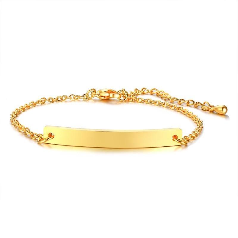 Vnox Free Engraving Thin ID Tag Bracelets for Women Stainless Steel Link Chain Wrist Pulsera 6.89 Inch To 8.66 Inch