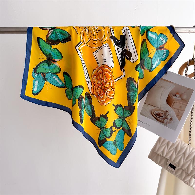 Luxury Silk Feeling Square Scarf Women  Print Satin Neckerchief Spring Hair Band Foulard Bandana Echarpe Tie Shawl Wraps