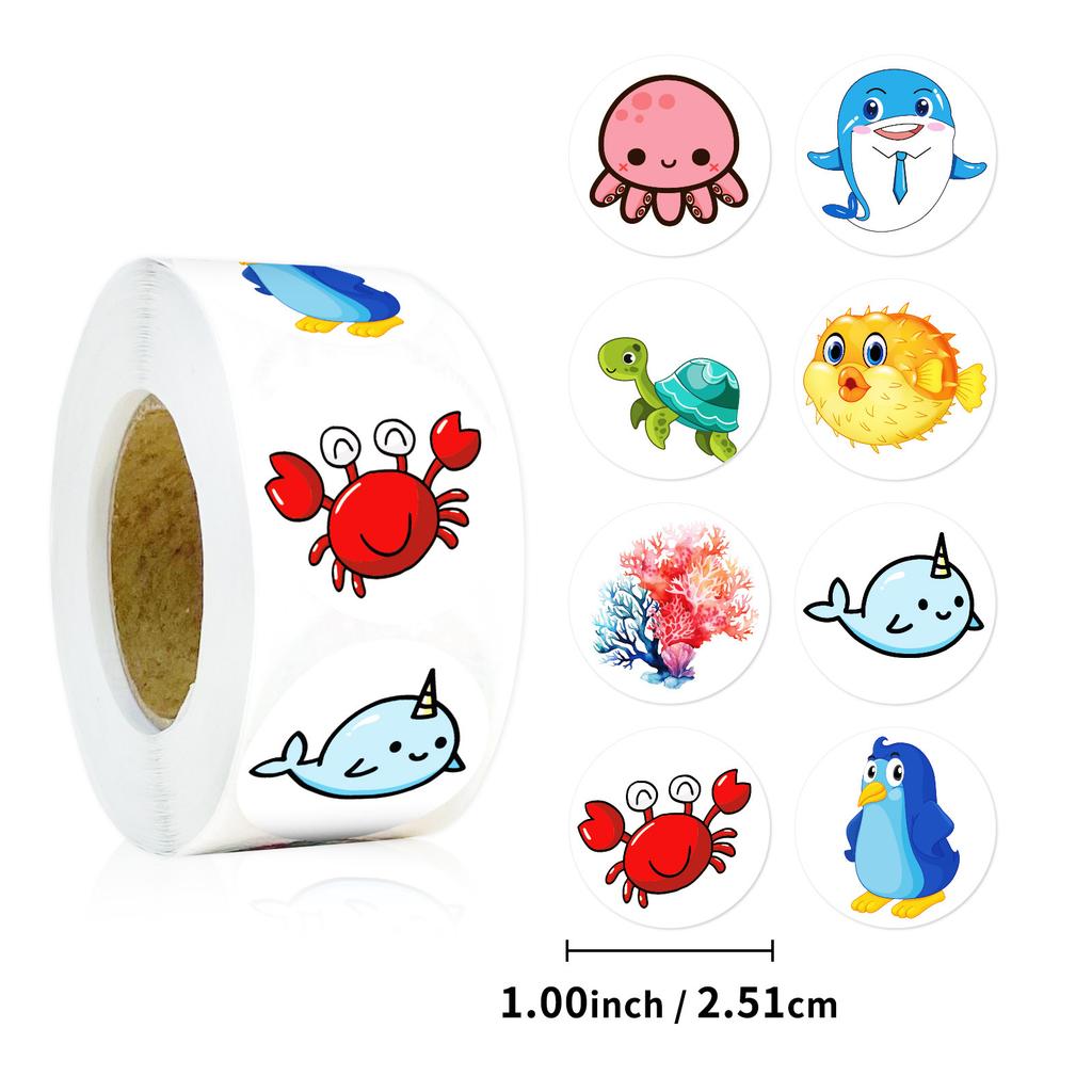500 Pictures/roll Undersea Creature Graffiti Stickers for Children's Reward Cartoon Stickers
