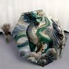 1pc Turquoise Dragon and Snow Tipped Tiger Soaring Through Clouds Automatic Opening and Closing Umbrella - Suitable for Various Occasions, Portab