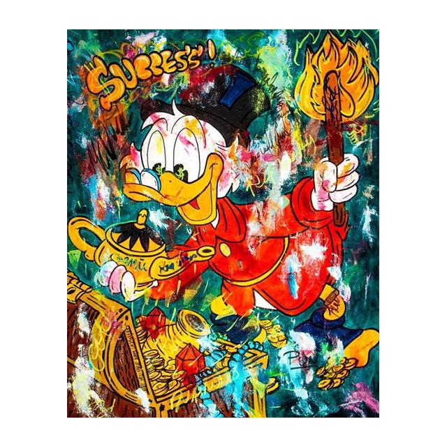 Donald Duck Diamond Painting Scrooge Mcduck Money Cartoon Graffiti Wall Poster Prints Living Room Home Pictures Decor