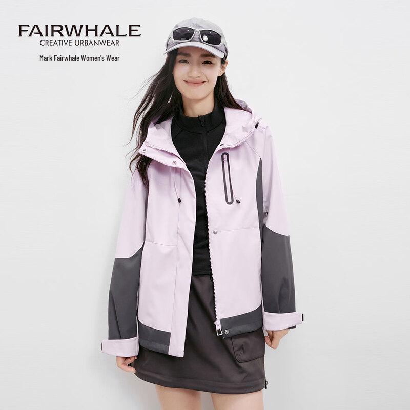 Mark Fairwhale Women's 2025 Outdoor Hooded Colorblock Windbreaker Jacket