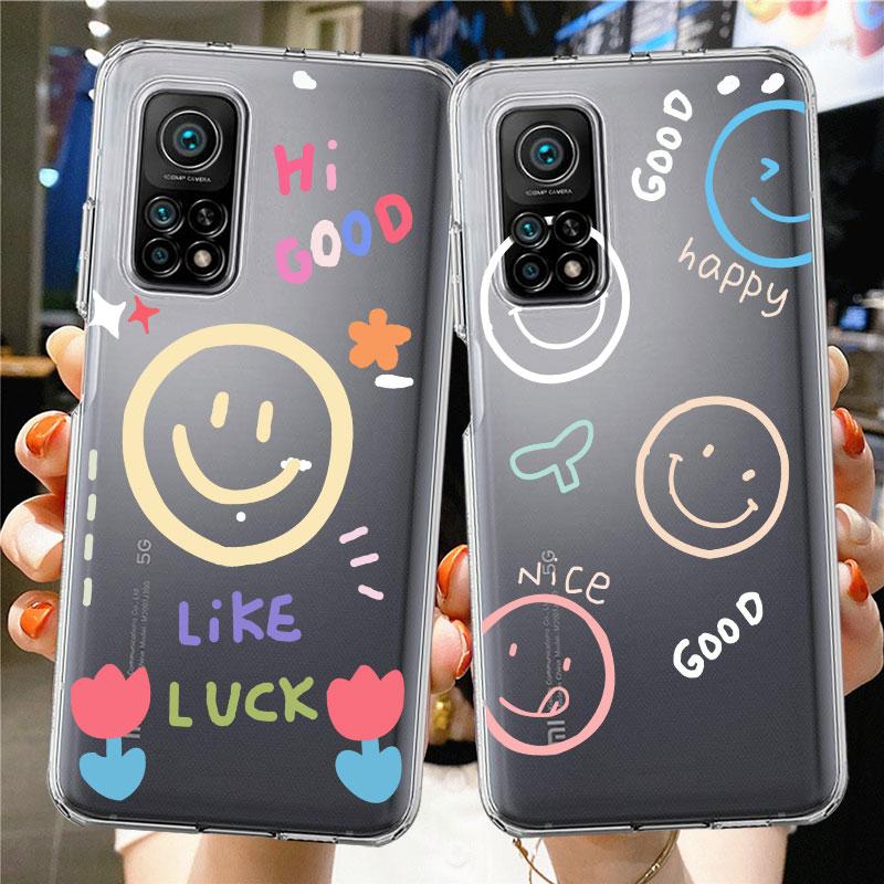 Smiley Face Streifen Klare Hülle Für Xiaomi Mi Poco X3 NFC M3 Pro F3 F1 11 Lite 12 Redmi Note 10 9S 8 7 9 Weiche Handyhülle