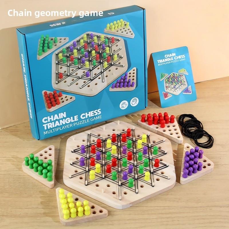 Wooden Geometric Chain Triangular Board Game For Brain Training And Family Interaction