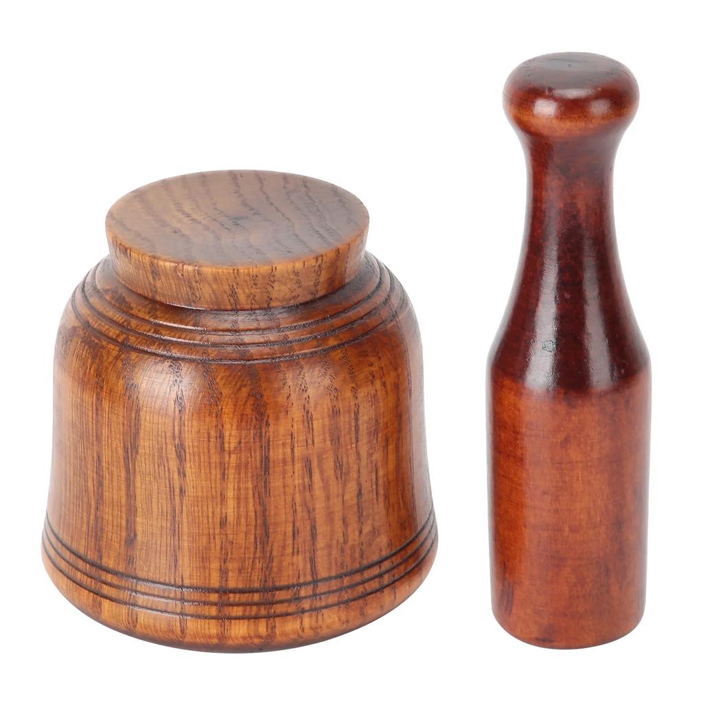 Resin Mortar Pestle Set Wooden Grinding Bowl Household Kitchen Manual Garlic Ginger Spices Grinder Mortar Pestle Set