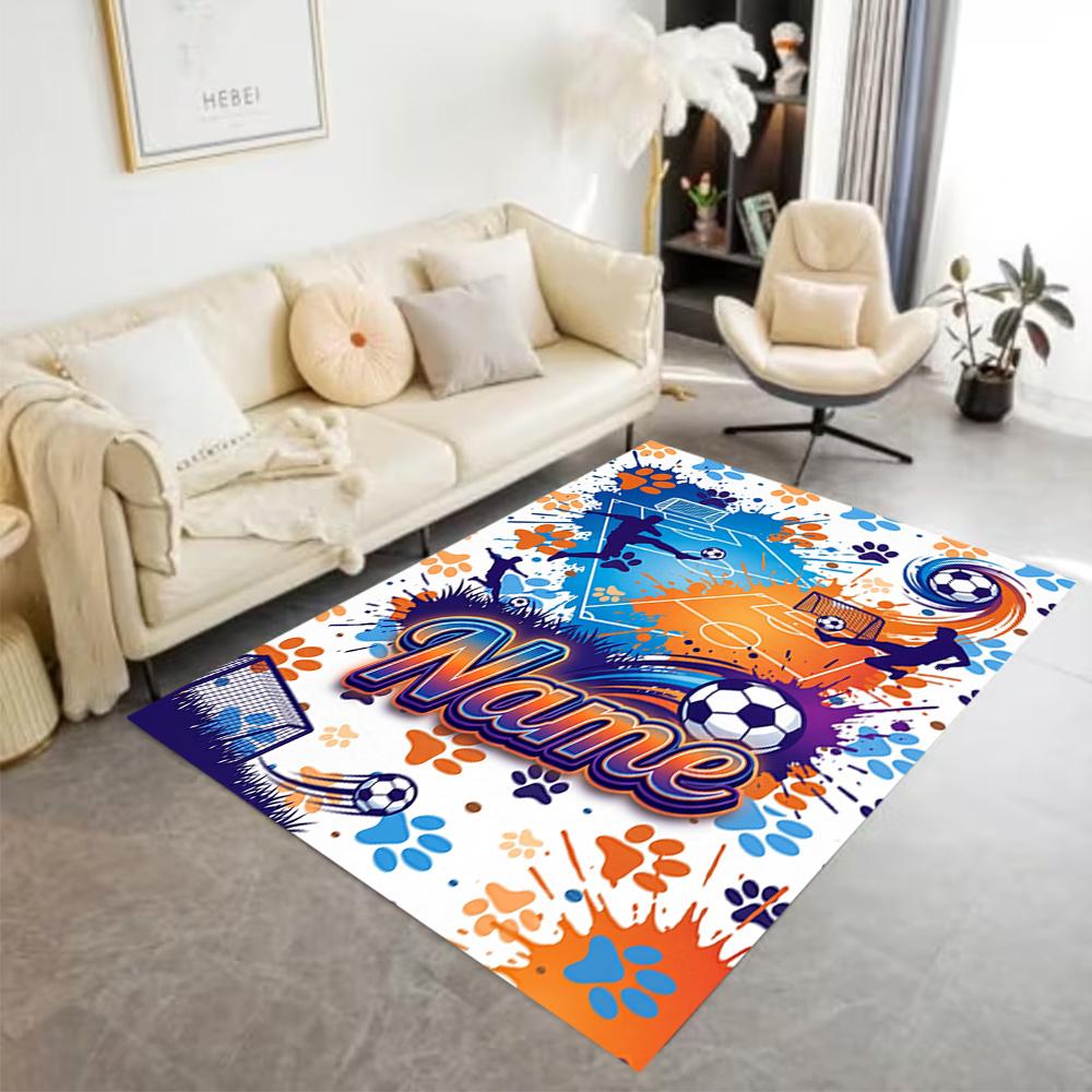 Bluey's Soccer Fun Customizable Name Area Rug Perfect for Dormitory Decorate room Entryway Playrooms Anti-slip Rug Office home decor Gift for Festival