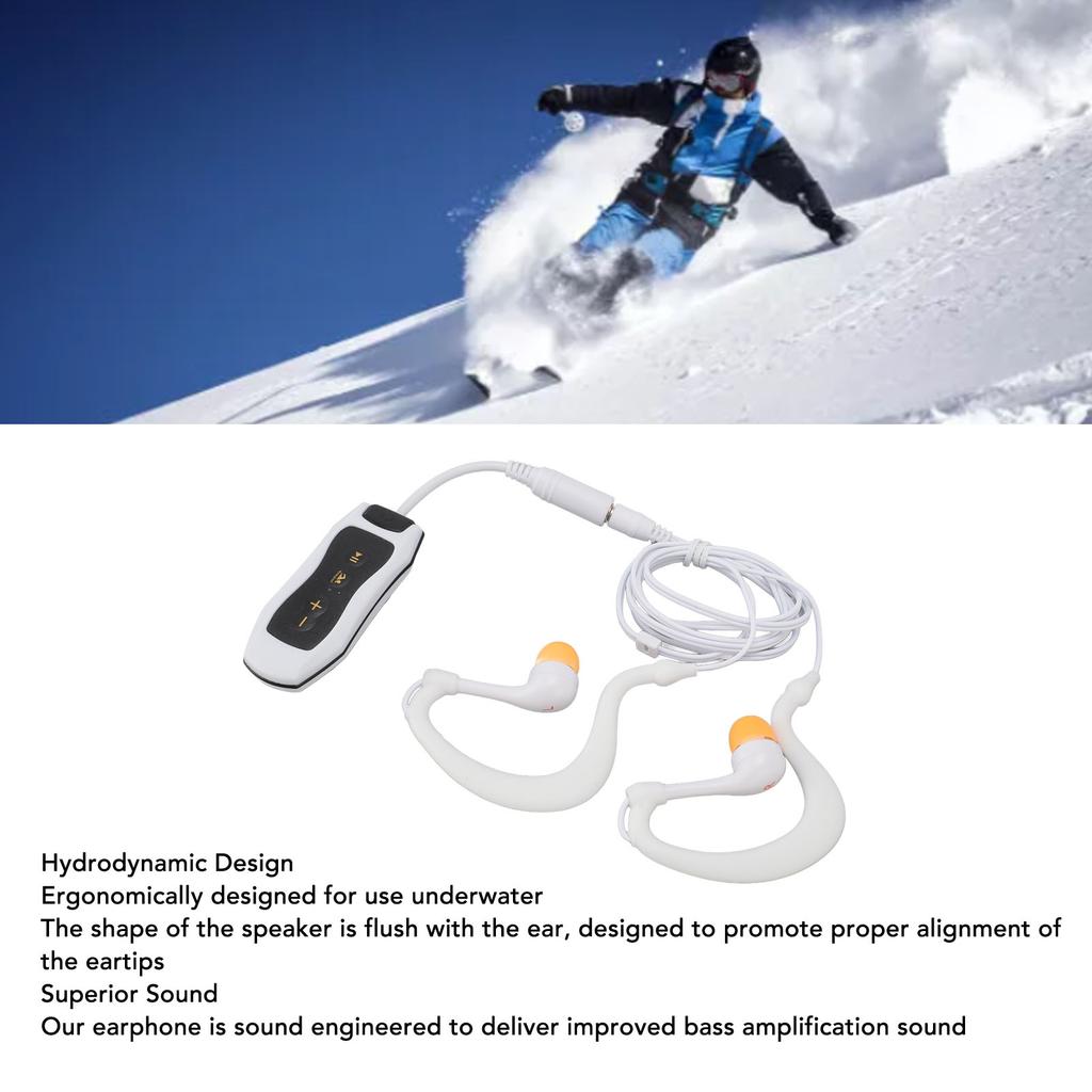 Underwater MP3 Music Player Waterproof MP3 Player Rechargeable USB2.0 Low Loss with Waterproof Earphone for Diving for Running