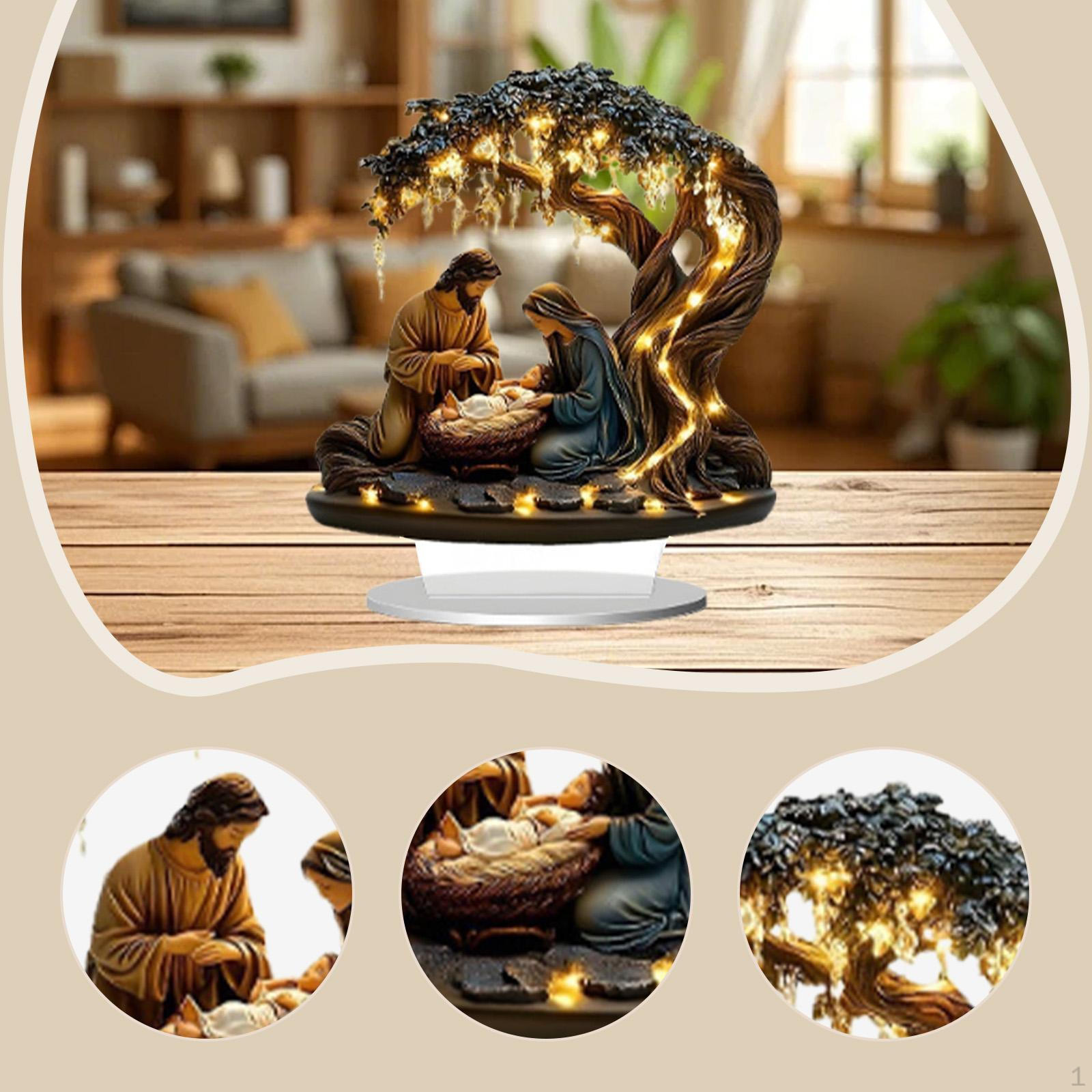 

Рождественский вертеп Рождественский настольный декор 2D Домашнее религиозное украшение для рабочего стола для помещения