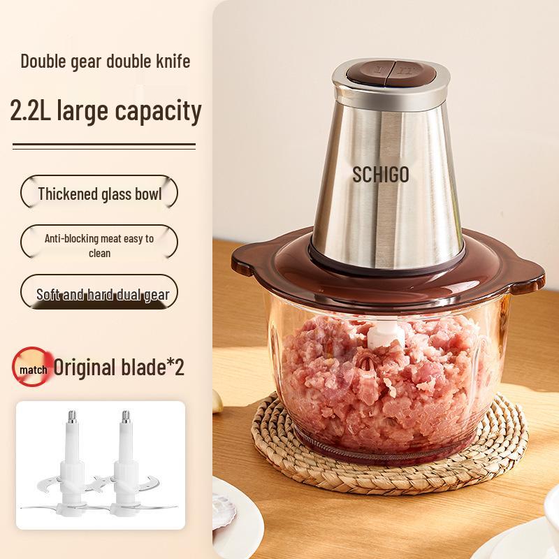 Electric Stainless Steel Meat Grinder for Minced Meat, Vegetables, Garlic, and Chili - Compact Kitchen Appliance