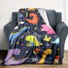 1pc Dino Rainbow Blanket, Lightweight Flannel Throw Blanket For Sofa, Bed, Travel, Camping, Living Room, Office, Couch, Chair, And Bed