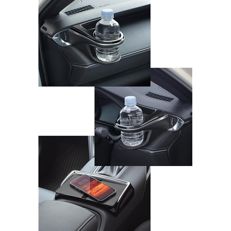 Tsuchiya Yac Vehicle-Specific Product for 80 Series Harrier: Air Conditioner Drink Holder, Driver's Seat, and Passenger's Seat Console Tray Set