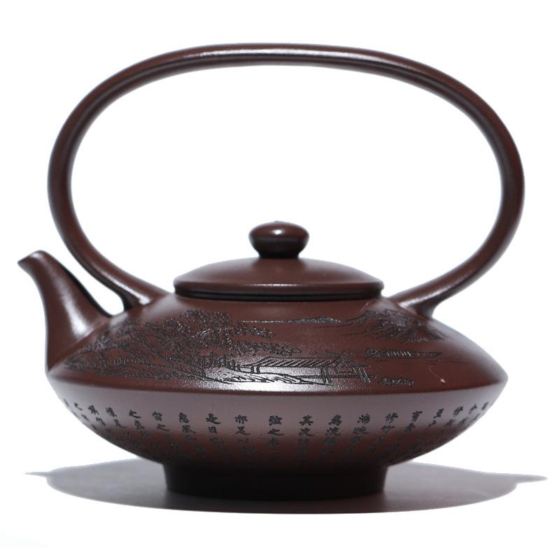 

460 мл китайские чайники из фиолетовой глины Исин, знаменитый ручной работы чайник с подъемной балкой, чайник из сырой руды, высококачественный чайный сервиз Zisha, подарки