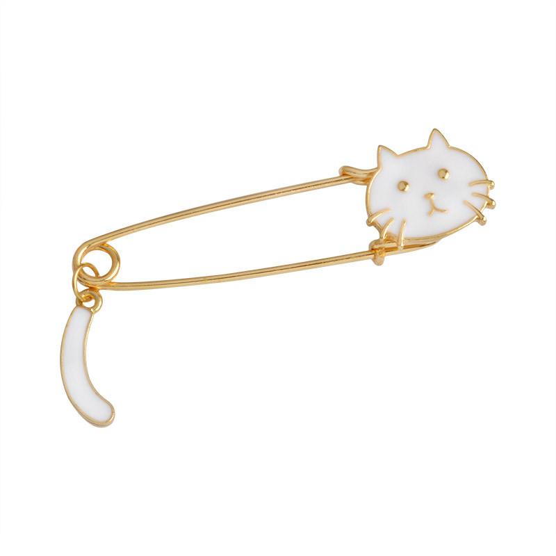 Playful Fashionable And Alloy Brooches With Cute White Cat And Black Cat Styles For Personalization Unique