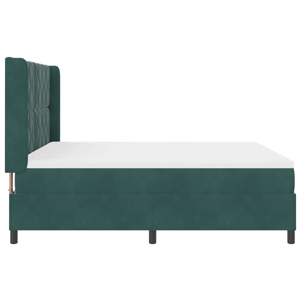 Boxspring Bed with LED Light Strips Dark Green 180 X 200 Cm Velvet