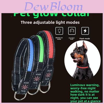 Dog Led Light Collar With Usb Rechargeable Nylon Material For Night Safety