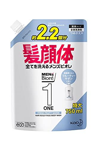 

Men s Biore ONE All-in-One Full Body Cleanser Fruity Savon Scent Large Refill 750ml