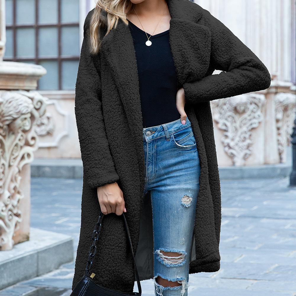 Rahat Moda Sıcak Ceket Kadın 2019 Kürk Ceket Klasik Düz Renk Ceket Bayanlar Kış Peluş Ceket