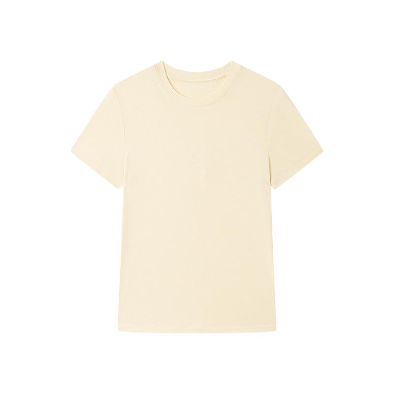 

Tencel Modal Short-Sleeve T-Shirt for Women, Silk Summer Round Neck Slim Fit Solid Color Base Shirt M светло-желтого