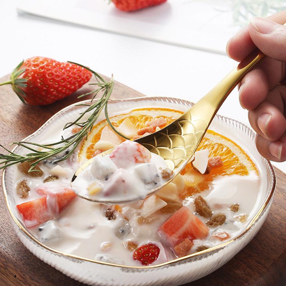 Food Grade Metal Dessert Spoon Unique Fish-Shaped Design Festive Holiday Buffets