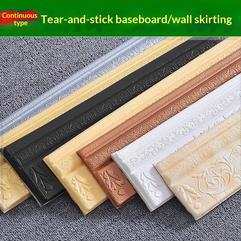 1Pc 2.3M 3D Self Adhesive Sticker Wall Trim Line Skirting Border Decor Household Living Room Diy Tv Background Stickers