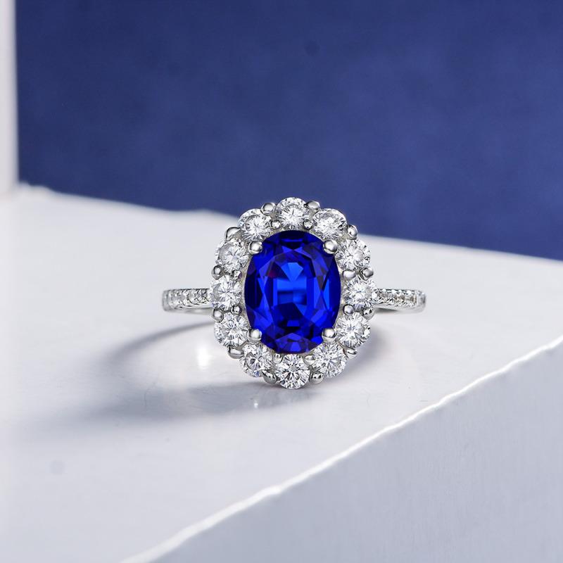 Gica Gema 925 Sterling Silver Created Sapphire Zircons Gemstone Rings For Women Sparkling Wedding Fine Jewelry
