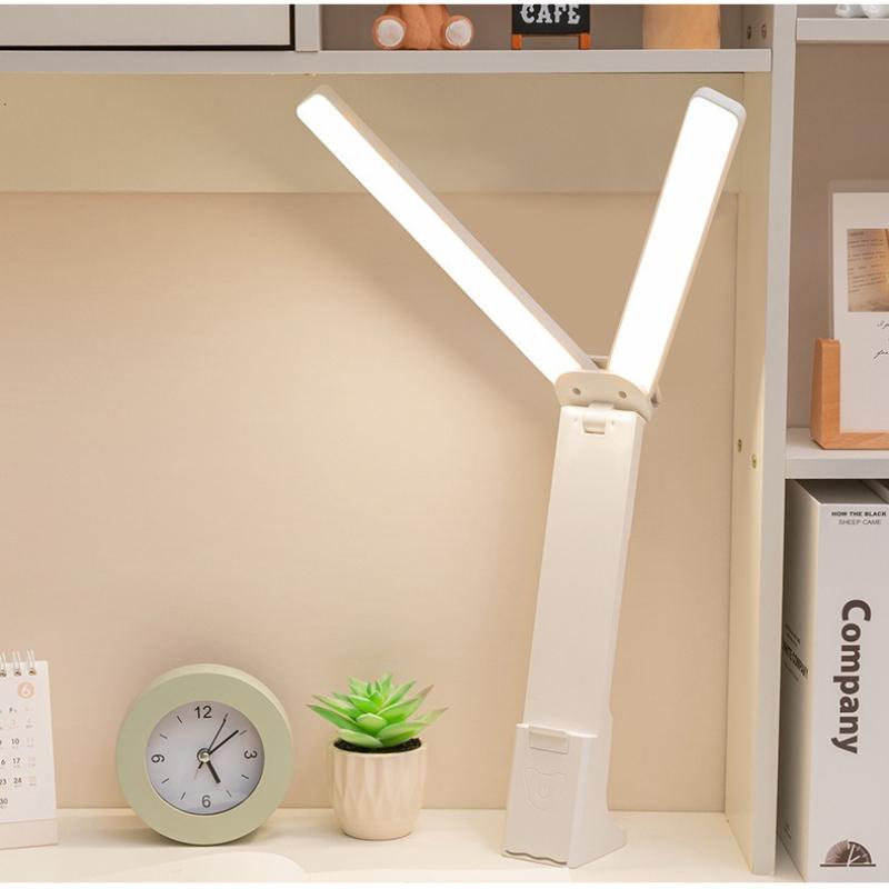1 Pieza Portalámparas Doble de Punto Lámpara de Escritorio para Lectura Especial para Estudiar Protección Ocular Escritorio Dormitorio Mesita de Noche Dormitorio de Estudiante Universitario Plegable Carga