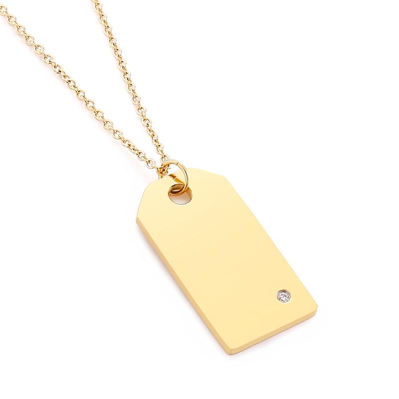 Korean Style Stainless Steel Diamond Inlaid Dog Tag Couple Necklace