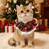 Christmas Snowflake Plaid Pet Bib Lace Edge Bowknot Bell Design Dog Cat Collar Holiday Party Pet Accessory Neck Scarf