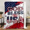 Patriotic design featuring stars, stripes, and "God Bless the USA" text. for all seasons blanket lunch break throw gift