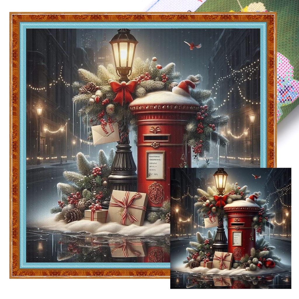 Christmas Full 11CT DIY Counted Needlework Embroidery Kit 17.72x17.72inch Cross Stitch Embroidery Kits for Adults Home Decor
