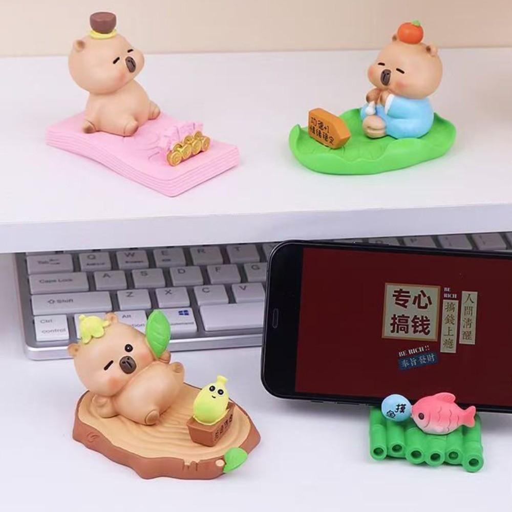 Support Capybara Phone Holder Figure Model Capybara Cell Phone Bracket  Desktop Ornaments