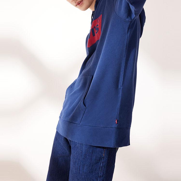 Levis Letter Logo Printed Casual Hoodie Unisex Hoodies Blue 19622-0007