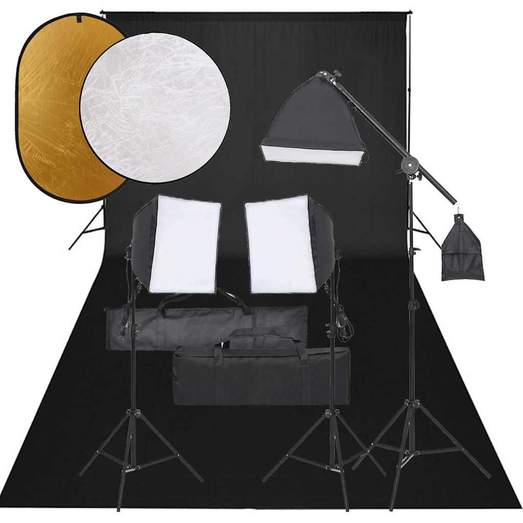 Vidaxl Studio Set With Lamps, Background And Reflectors