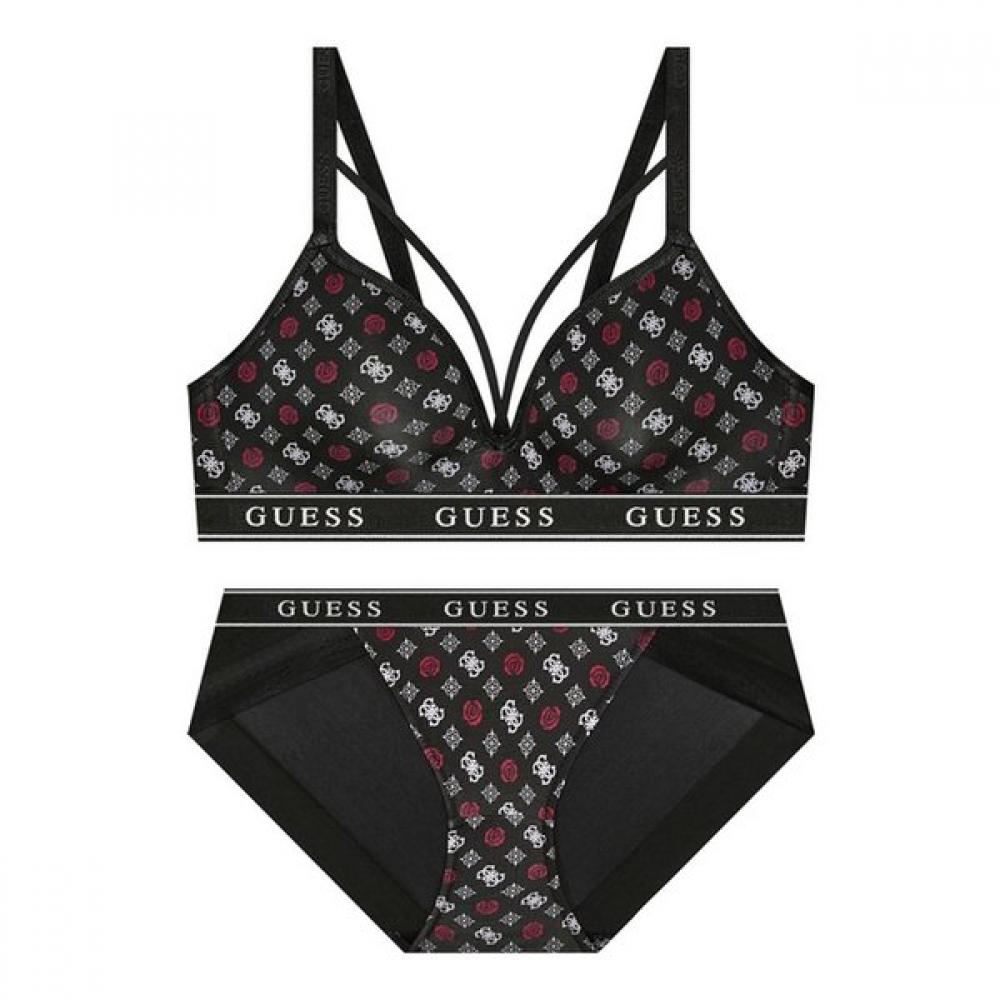 Guess Underwear Holiday Global Bralette+panty Set B11 Bp B11 Bk S/90