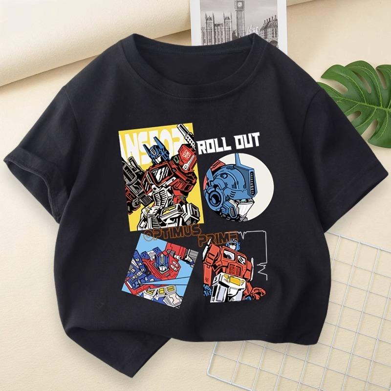 2026 Summer Cotton Versatile Breathable Cool Parent Child Wear Transformers Autobots Attack Cartoon Printed Children s T-shirt 110