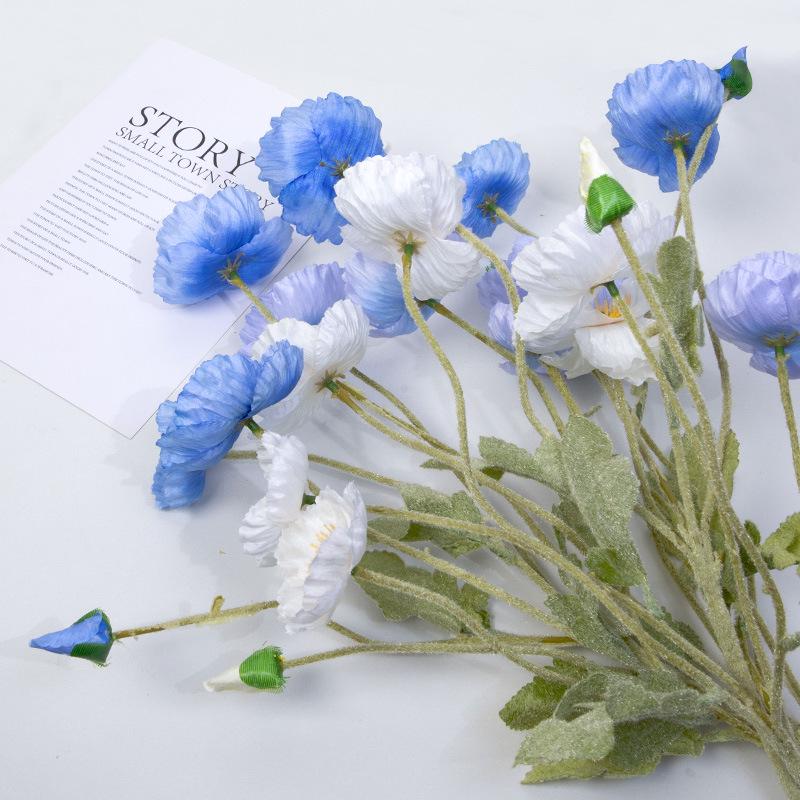 Poppy Artificial Flower Arrangement for Weddings and Home Decor - Silk, Flocked, Fake Ornament.
