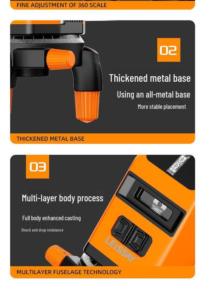 New German Precision Leise Spirit Level: Indoor/Outdoor Infrared, 2-5 Lines, Lightweight